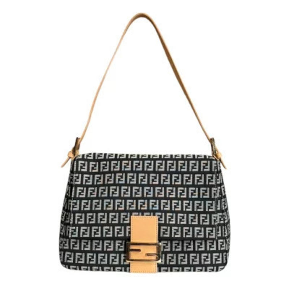 Fendi Mamma Bucket Zucchino Shoulder Bag Canvas Black